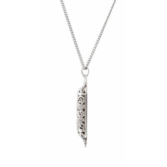 Sterling Silver 36x9 mm Mezuzah 18" Necklace with Parchment