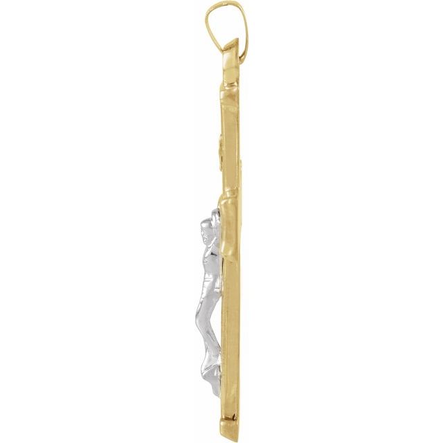 14K Yellow/White 32x23 mm Hollow Crucifix Pendant