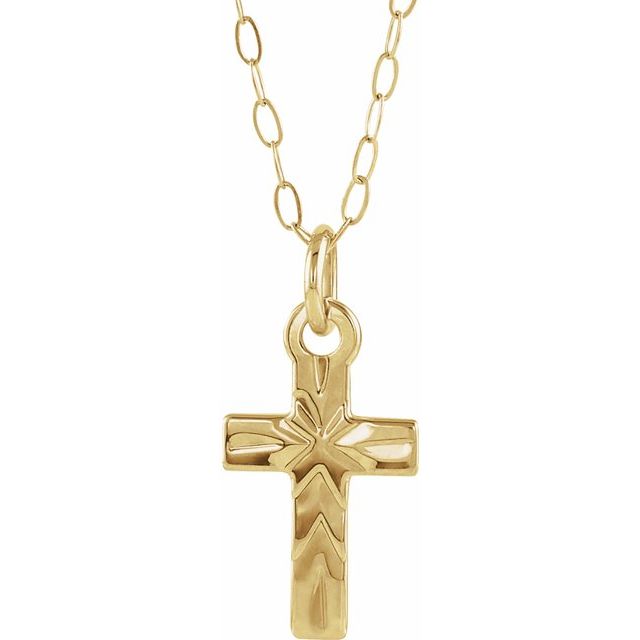 14K Yellow 9.5x6.5 mm Cross 15" Necklace
