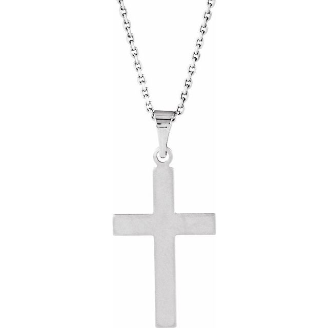 14K White 23.5x14 mm Cross 18" Necklace