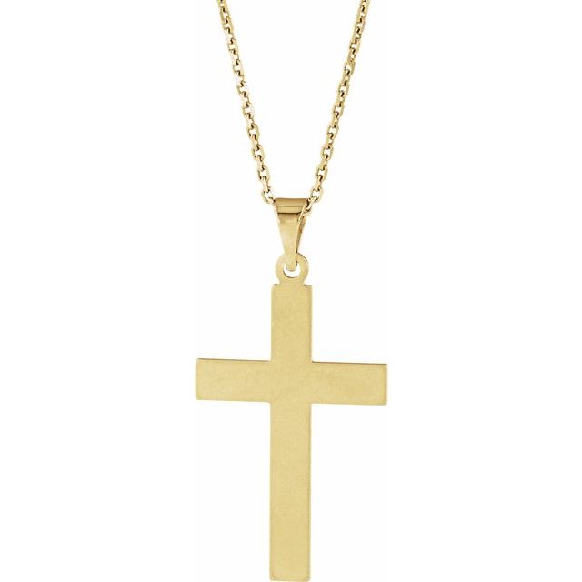 14K Yellow 22x14 mm Cross 18" Necklace