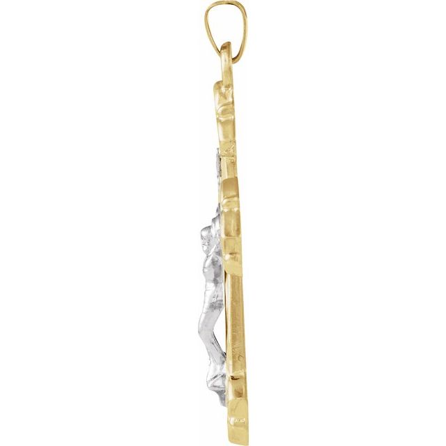 14K Yellow/White Hollow Crucifix Pendant