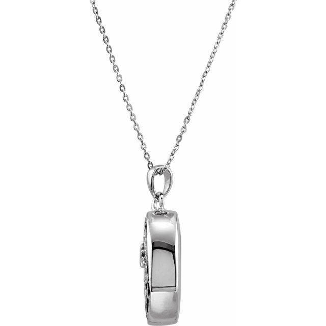 Sterling Silver 1.5 mm Round Blue Cubic Zirconia Ash Holder 18" Necklace