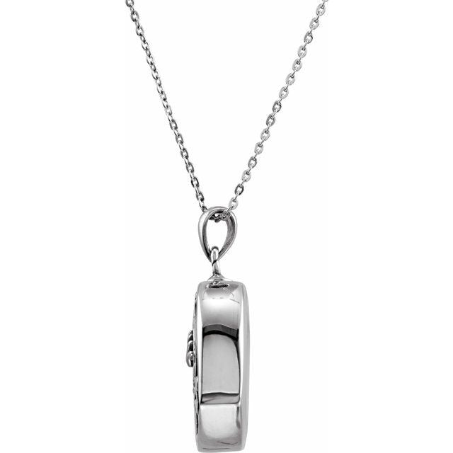 Sterling Silver 1.5 mm Round Imitation Pink Cubic Zirconia Ash Holder 18" Necklace