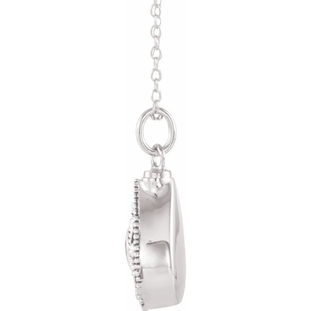 Sterling Silver 6x4 mm Oval April Birthstone Ash Holder 18" Necklace