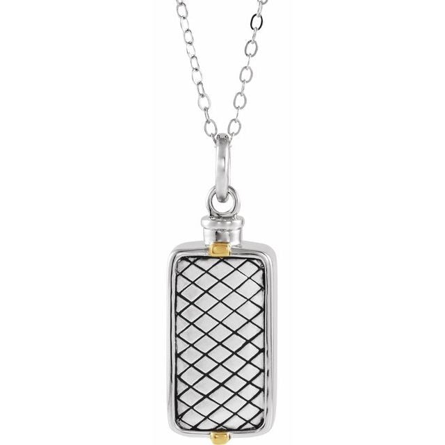 Sterling Silver Rectangle Ash Holder 18" Necklace