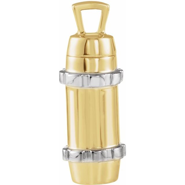 14K Yellow/White 30.2x10.7 mm Cylinder Ash Holder Pendant