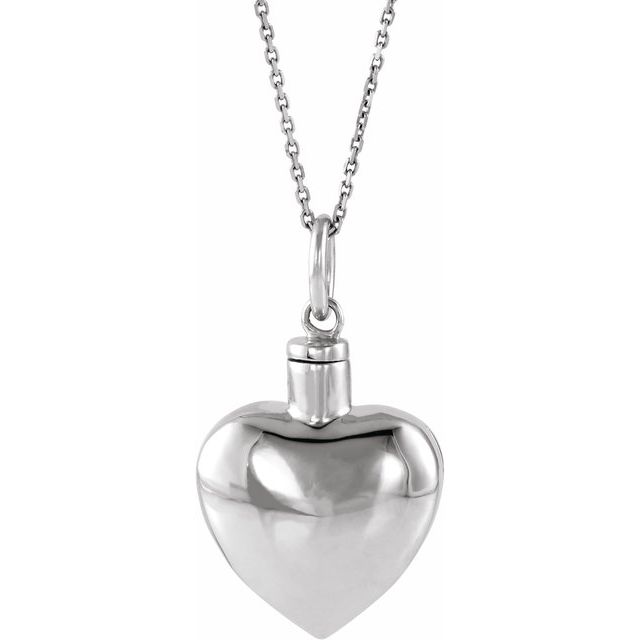 10K White Heart Ash Holder 18" Necklace