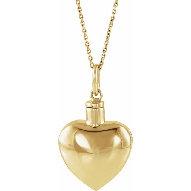 10K Yellow Heart Ash Holder 18" Necklace