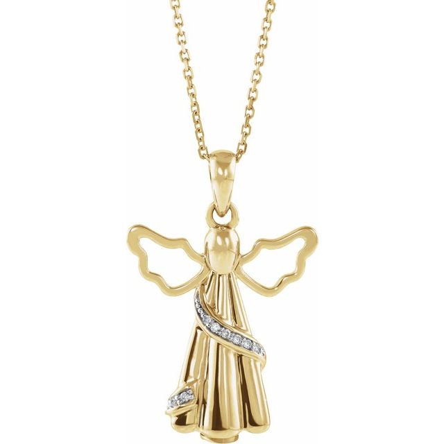 10K Yellow .03 CTW Natural Diamond Angel Ash Holder 18" Necklace