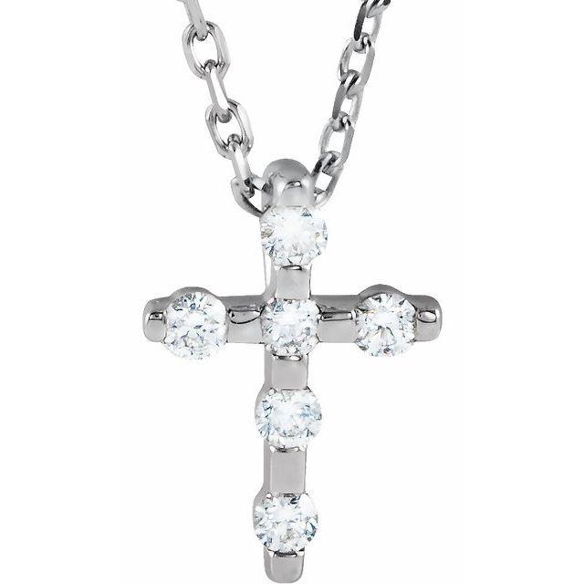 Platinum .08 CTW Natural Diamond Cross 16-18" Necklace