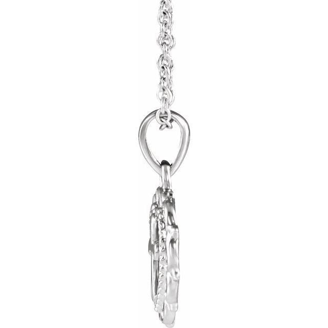 Sterling Silver Youth Heart with Cross 16-18" Necklace