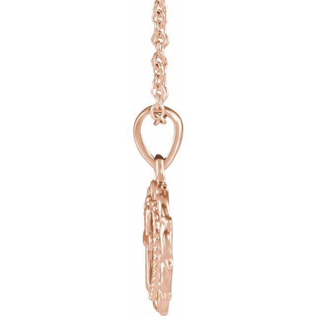 14K Rose Youth Heart with Cross 16-18" Necklace