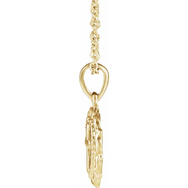 14K Yellow Youth Heart with Cross 16-18" Necklace