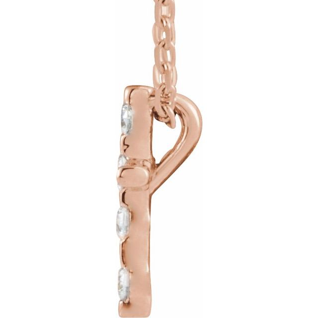 14K Rose .08 CTW Natural Diamond Cross 16-18" Necklace