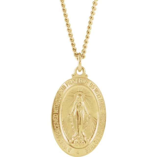 24K Yellow Gold-Plated 29x18 mm Miraculous 24" Necklace