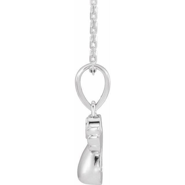 Sterling Silver .03 CT Natural Diamond Youth Angel 15" Necklace