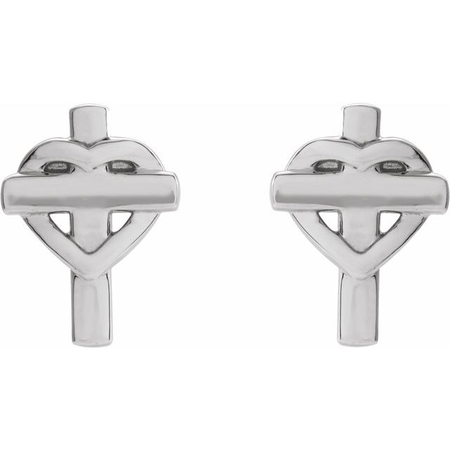 Sterling Silver Heart & Cross Earrings