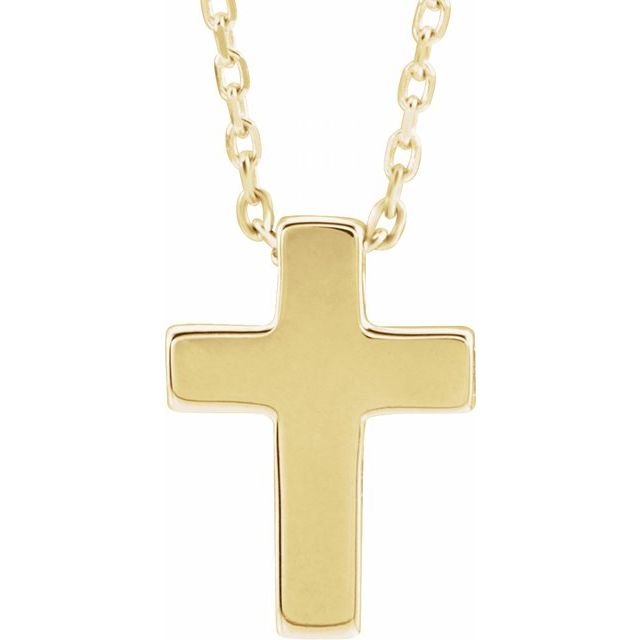 14K Yellow Petite Cross 16-18" Necklace