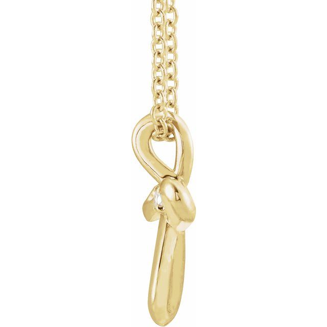 14K Yellow .015 CTW Natural Diamond Cross 16-18" Necklace