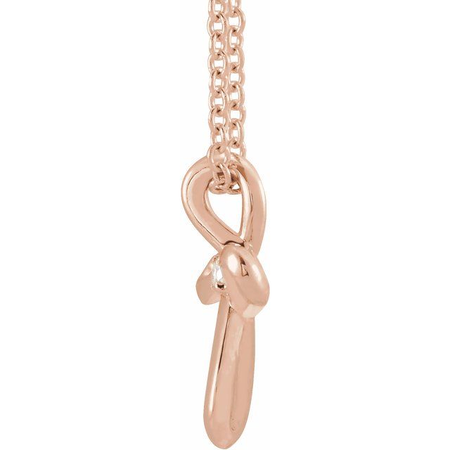 14K Rose .015 CTW Natural Diamond Cross 16-18" Necklace