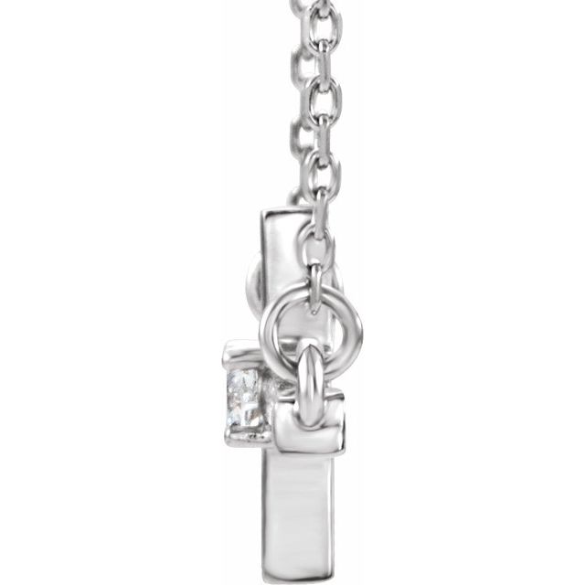 Sterling Silver 1/10 CTW Natural Diamond Sideways Cross 16-18" Necklace