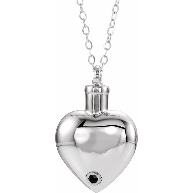 Sterling Silver Pet Heart Ash Holder 18" Necklace