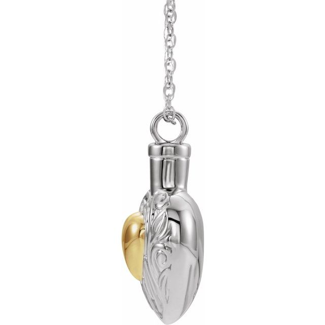 Sterling Silver 14K Yellow Gold-Plated Heart Ash Holder 18" Necklace