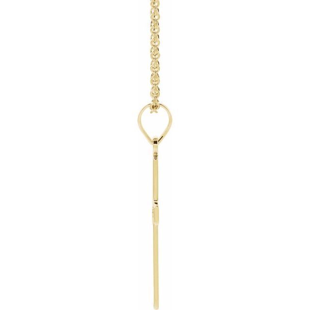 14K Yellow .01 CT Natural Diamond Cross 18" Necklace