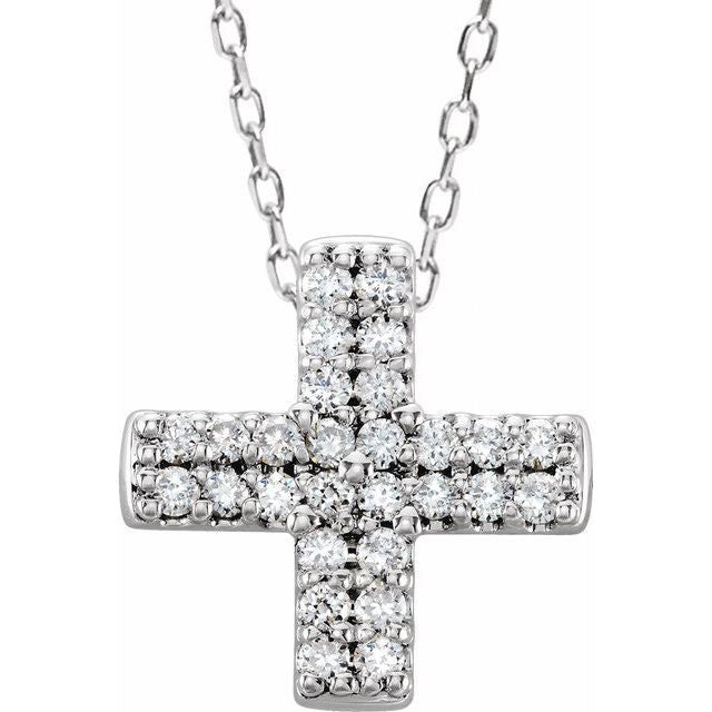 Platinum .07 CTW Natural Diamond Cross 16-18" Necklace