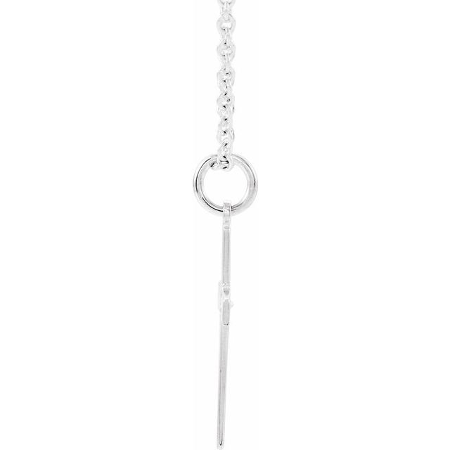 14K White .0075 CT Natural Diamond Youth Cross 15" Necklace