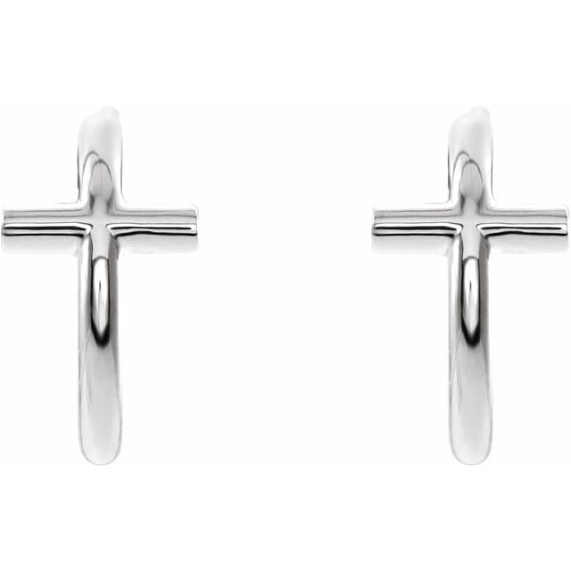 Sterling Silver 11.8 mm Cross Hoop Earrings