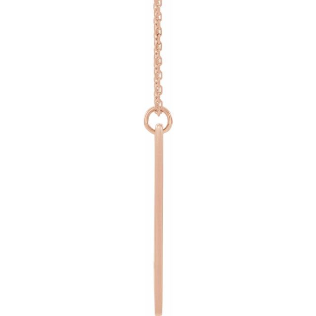 14K Rose Engravable Pierced Cross Bar 16-18" Necklace