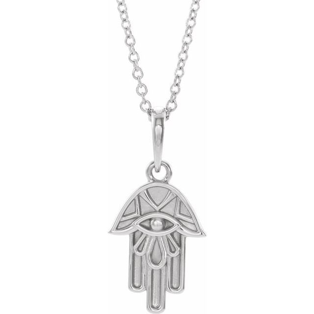 Sterling Silver Hamsa 16-18" Necklace