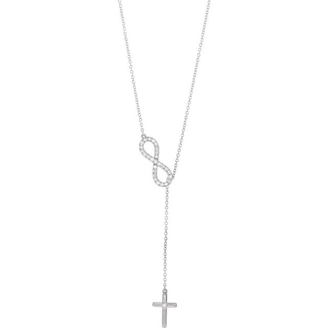 14K White 1/5 CTW Natural Diamond Infinity-Inspired Cross 18" Necklace