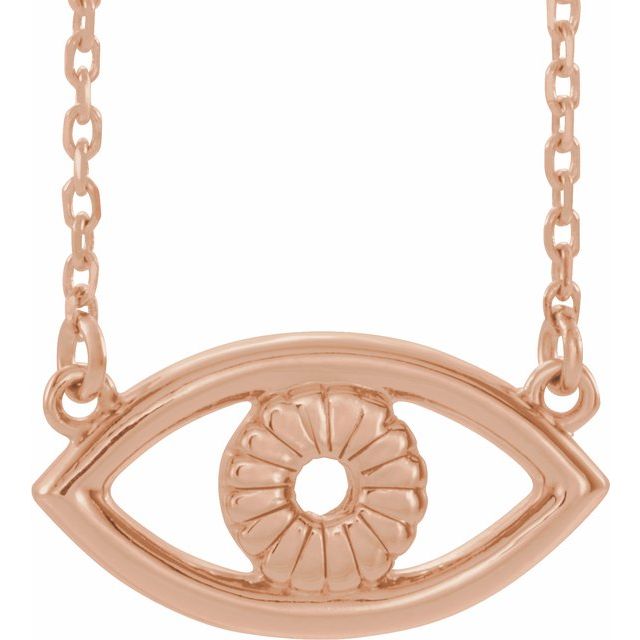 14K Rose Evil Eye 16" Necklace