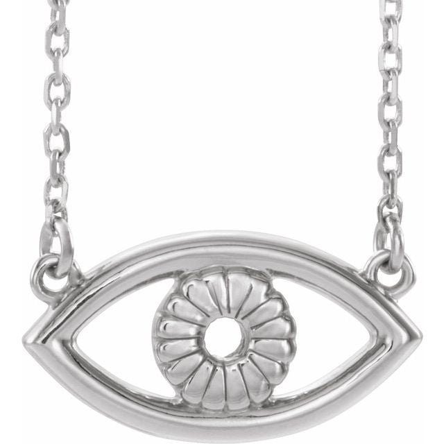 Sterling Silver Evil Eye 16" Necklace