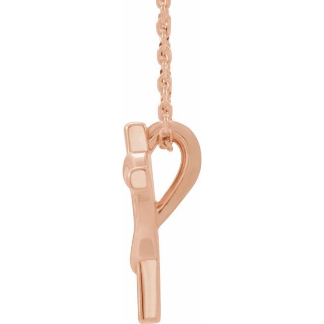 14K Rose Youth Cross with Heart 15" Necklace