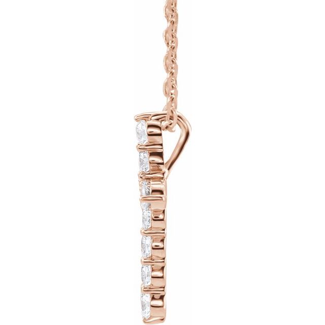 14K Rose 1/4 CTW Natural Diamond Cross 16-18" Necklace