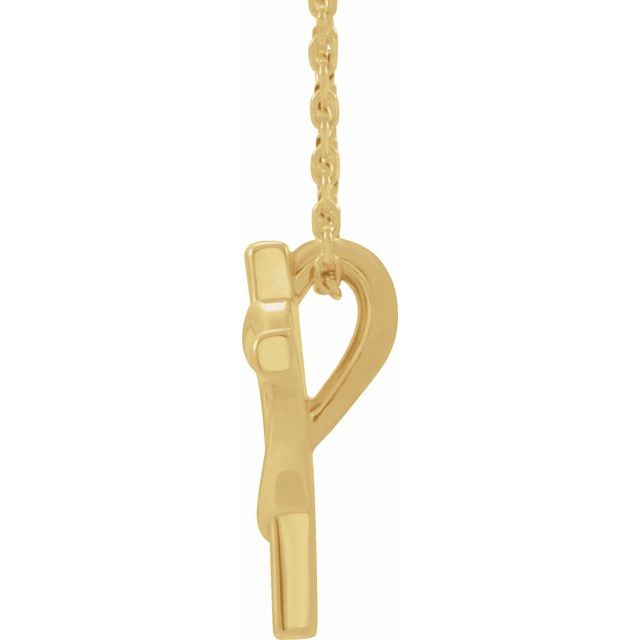 14K Yellow Youth Cross with Heart 15" Necklace