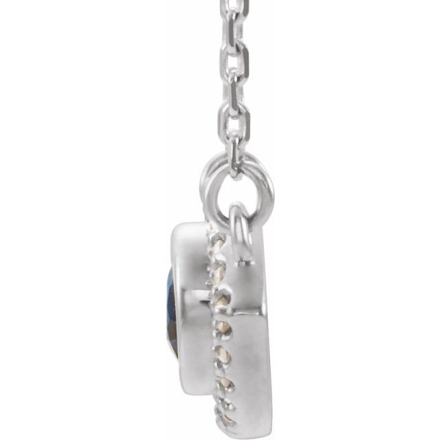 Platinum Natural Blue Sapphire & Natural White Sapphire Evil Eye 18" Necklace