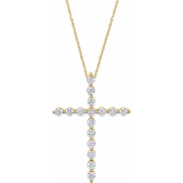 14K Yellow 1  CTW Natural Diamond Cross 18" Necklace