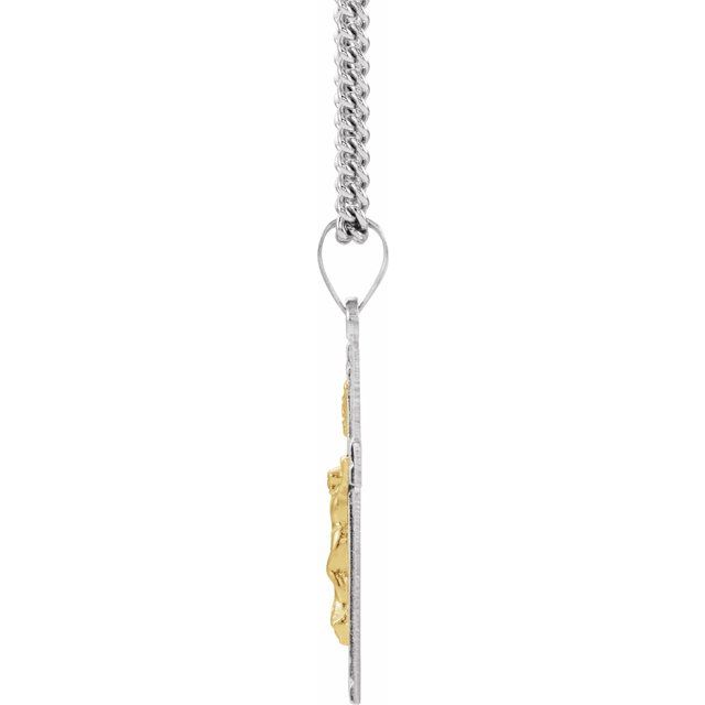 Sterling Silver & 14K Yellow 28x16.2 mm Crucifix 24" Necklace
