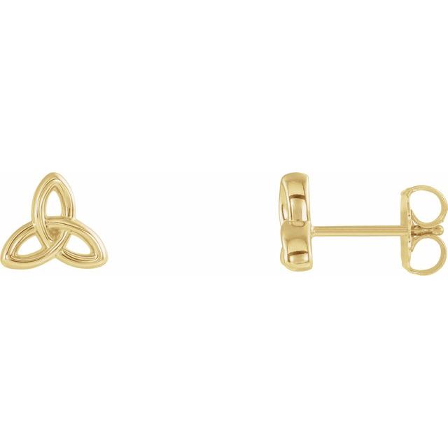 14K Yellow Celtic-Inspired Trinity Earrings