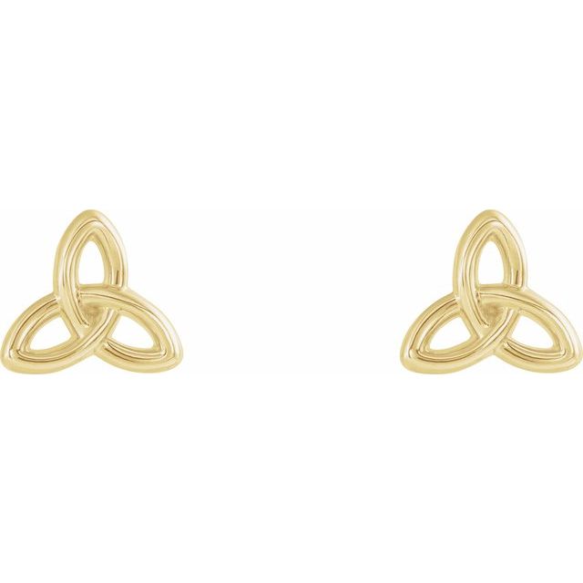 14K Yellow Celtic-Inspired Trinity Earrings
