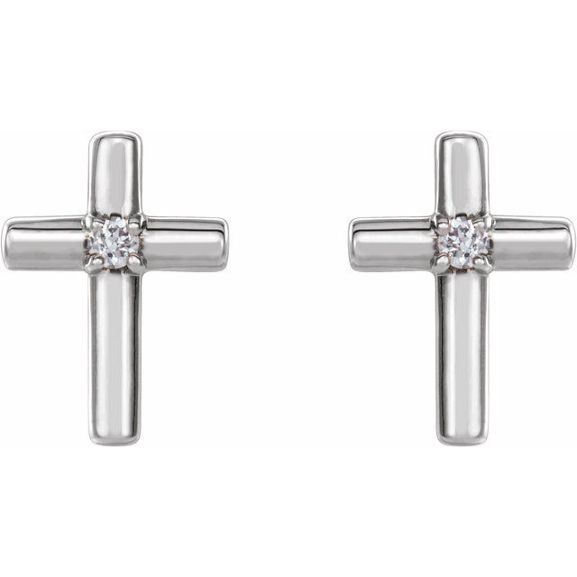 Sterling Silver .01 CTW Natural Diamond Cross Earrings