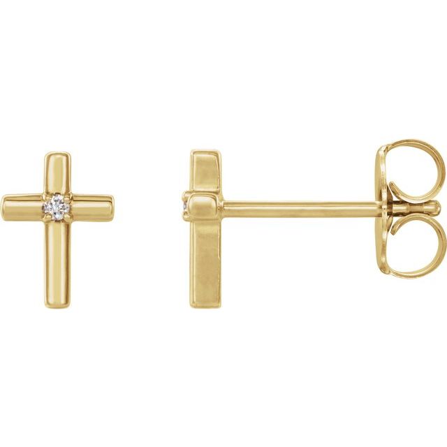 14K Yellow .01 CTW Natural Diamond Cross Earrings