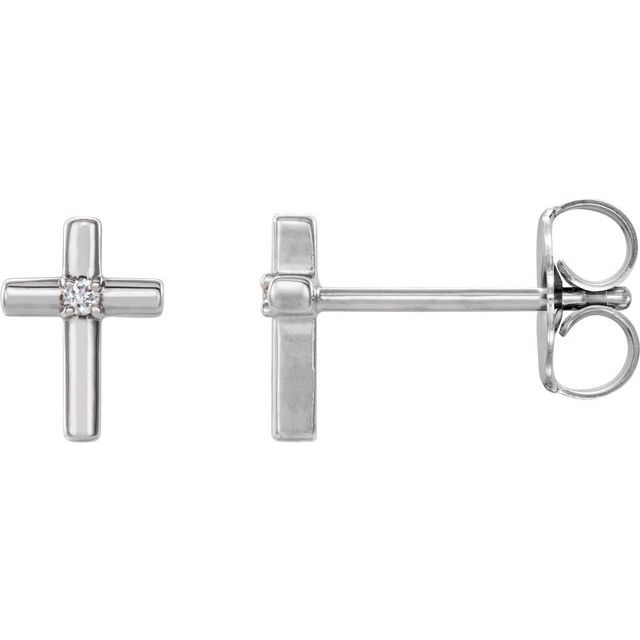 Sterling Silver .01 CTW Natural Diamond Cross Earrings