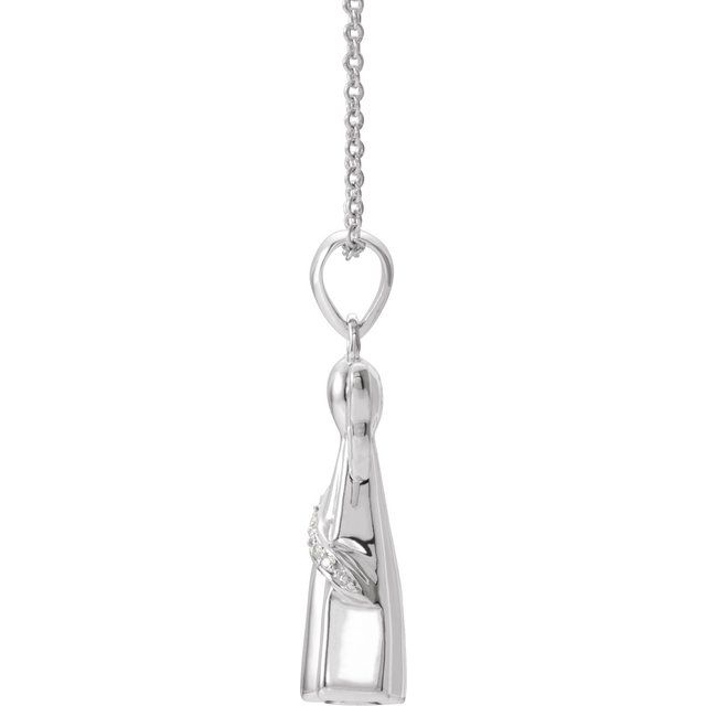Sterling Silver Imitation White Cubic Zirconia Angel Ash Holder 18" Necklace