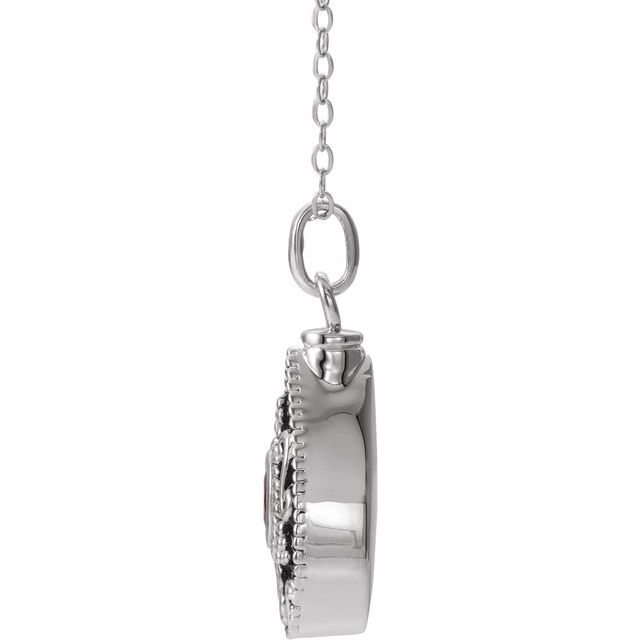 Sterling Silver 6x4 mm Oval January Birthstone Ash Holder 18" Necklace
